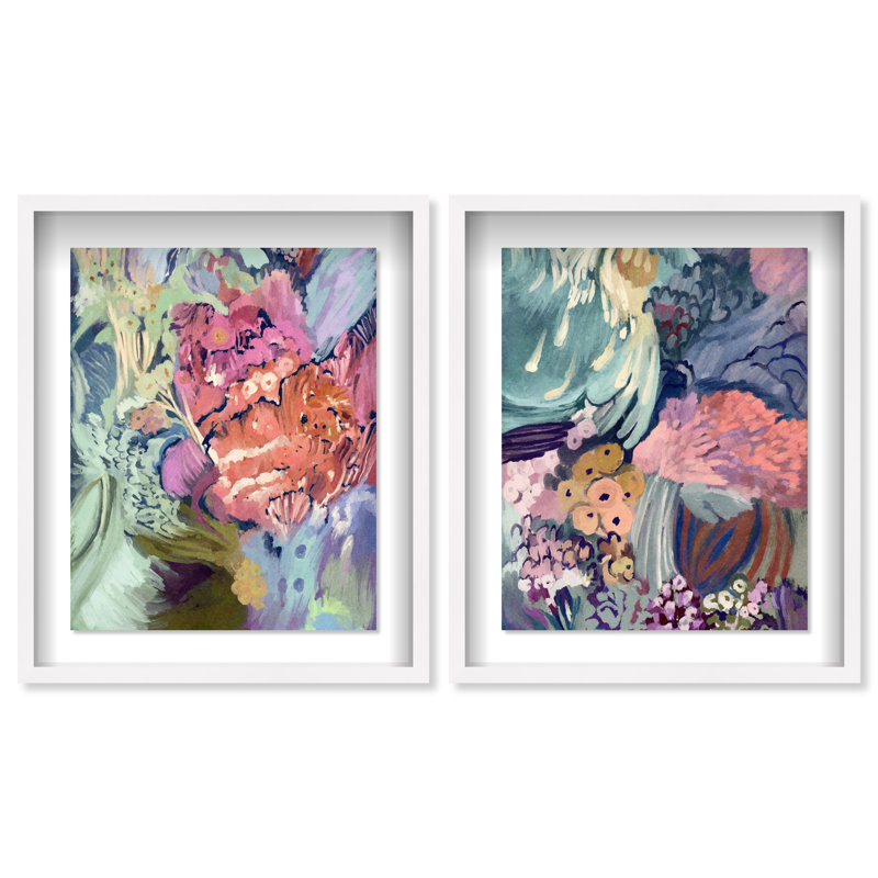 Abstract Botanicals Set Set by Oliver Gal, 63"H x 51"W, White Shadowbox