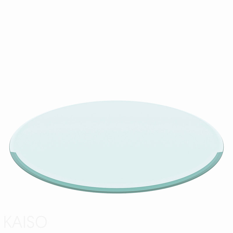Plateau de table en verre trempé rond 28 pouces verre transparent bord biseauté épais 2/5 pouces