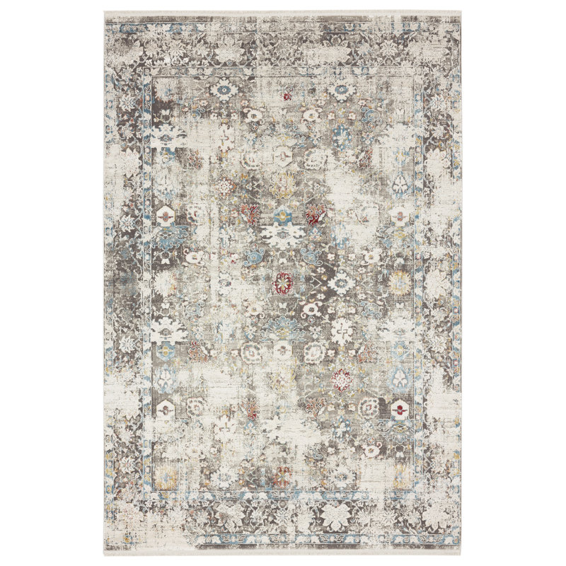 Tapis d'intérieur / extérieur gris Oriental, Rectangle 7 pi 9 po x 10 pi 9 po