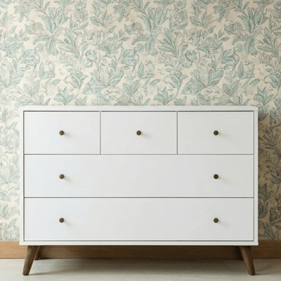 Commode 5 tiroirs dadada Austin - Blanc / Noyer
