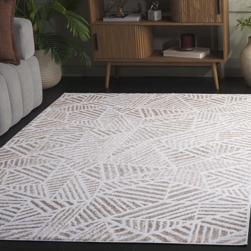 Tapis ivoire / gris Maya 116, Rectangle 5 pi 3 po x 7 pi 6 po