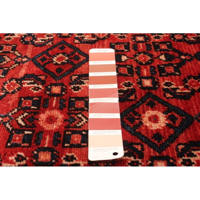 One of kind Hand-Knotted Andelz Red Rug 3'7" x 10'1"