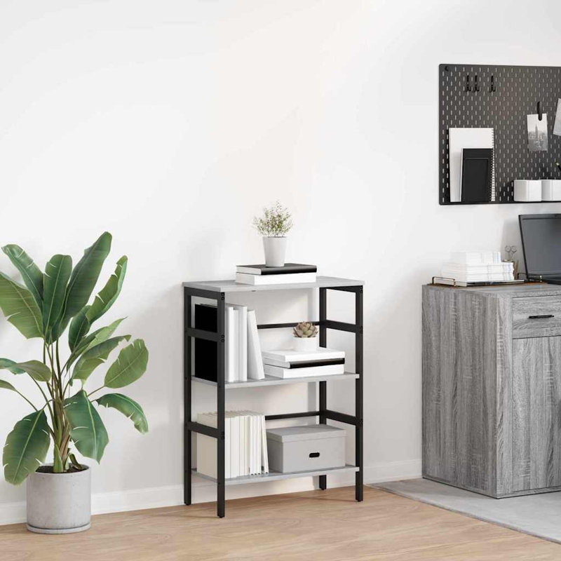 Steel Etagere Bookcase, (2 Shelves) 81cm. H x 60cm. W x 29.5cm. D, Grey Sonoma