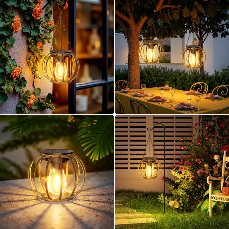 12.5" Solar Powered Integrated LED Outdoor Lantern, Bronze