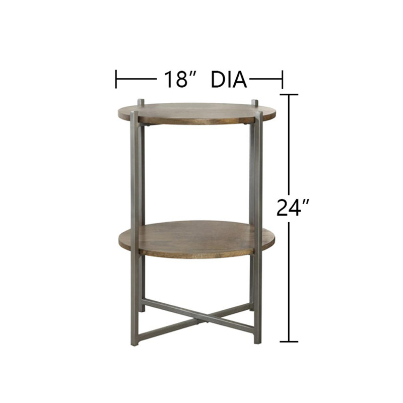 Tarenton Natural and Gunmetal Accent Table with Bottom Shelf