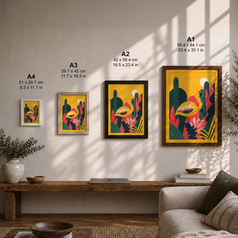 Desert Bird In Gold Modern - Print, Unframed, A4 - 29.7 x 21.0 cm