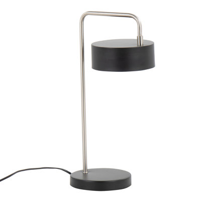 Puck Contemporary Table Lamp In Nickel And Black Metal