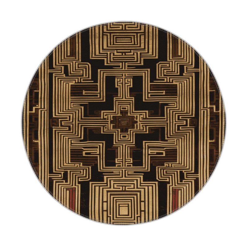 Tapis noir intérieur et extérieur, Rond 5 pi