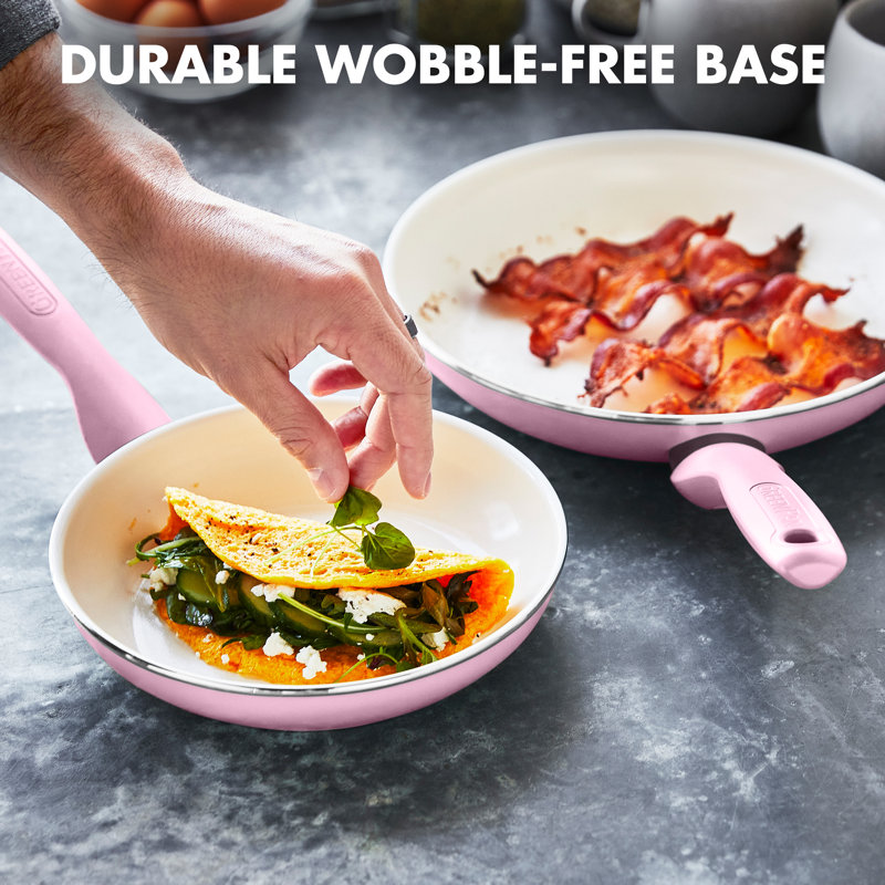 GreenPan Rio Healthy Ceramic Nonstick 16 Piece Cookware Pots and Pans Set, PFAS-Free, Dishwasher Safe, Pink