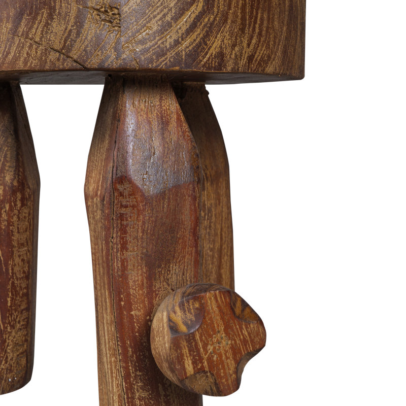 Nob Stool ~ A fusion of industrial heritage and rustic craftsmanship, this 100% reclaimed wood stool, with its hand-forged metal accents and sculpted form, exudes both character and utility.