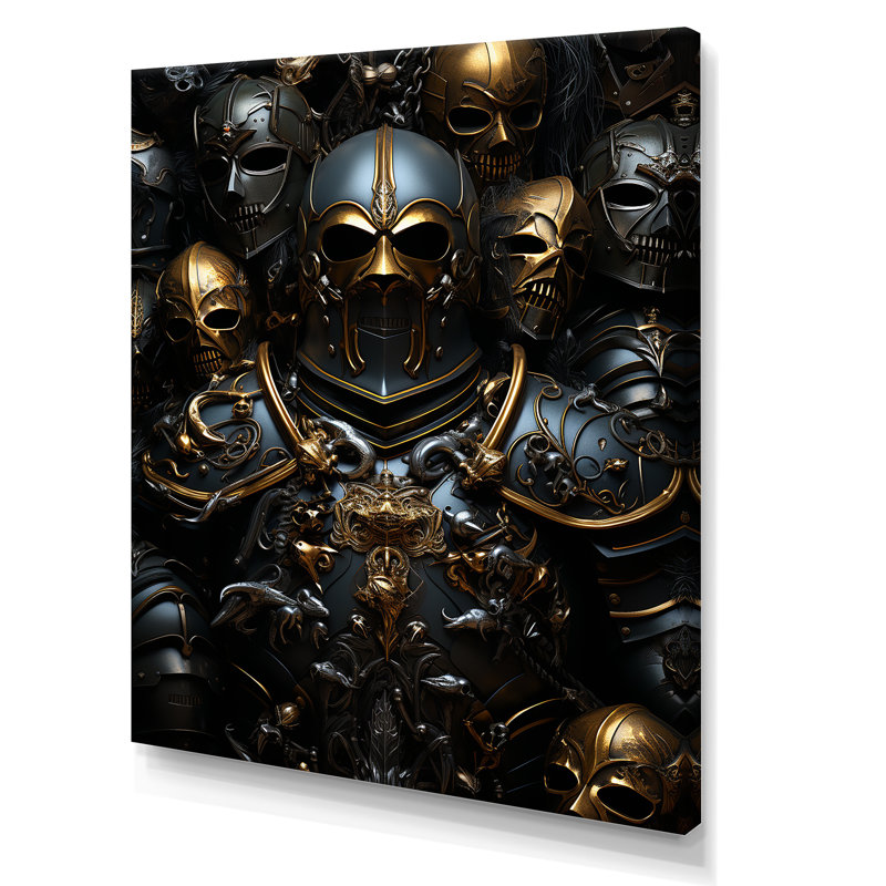 Chevaliers médiévaux armure 3 - Art mural militaire, Toile tendue, H 44 po x l 34 po x P 1,5 po