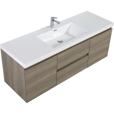 Esmihan 59.06'' Single Bathroom Vanity with Resin Top