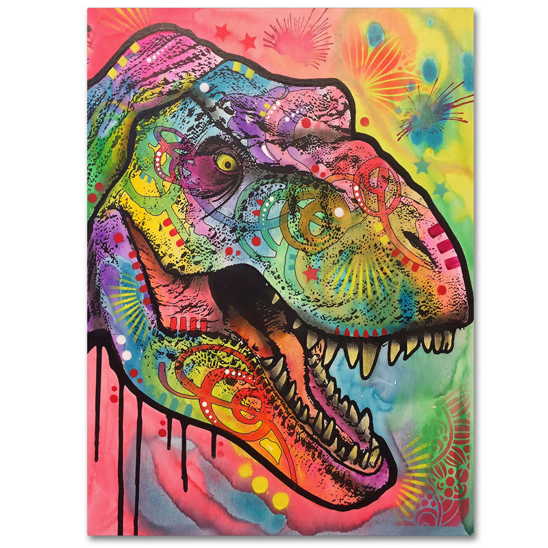 T Rex 1 by Dean Russo - Graphic Art, 19" H x 14" W x 2" D, No Matte, Wrapped Canvas