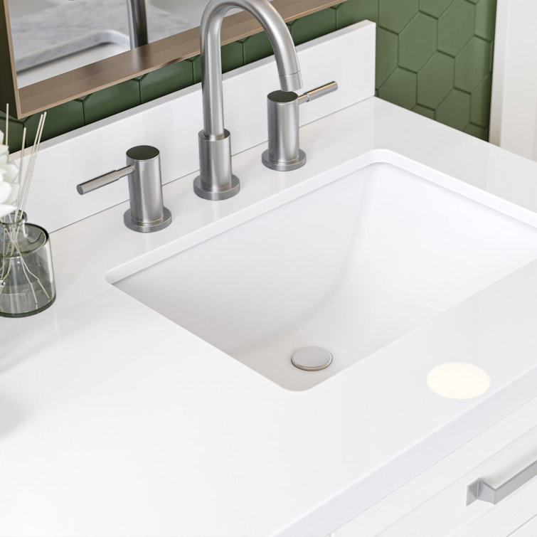 Ariel Monroe 61 Inch Double Rectangular Sink Bathroom Vanity With Pure White Quartz Countertop In White