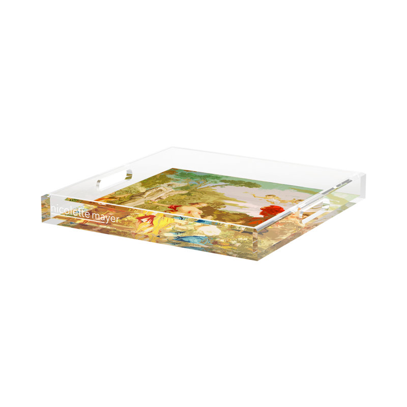 Cyprus Picnic Acrylic Square Decorative Tray, 15"W x 15"D x 2"H