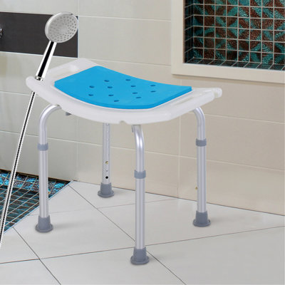 6-Level Adjustable Bath Seat For Elderly, Injured & Pregnant - Non-Slip, , Blue Aluminum Construction Shower Stool Seniors, 6 Levels, Chair