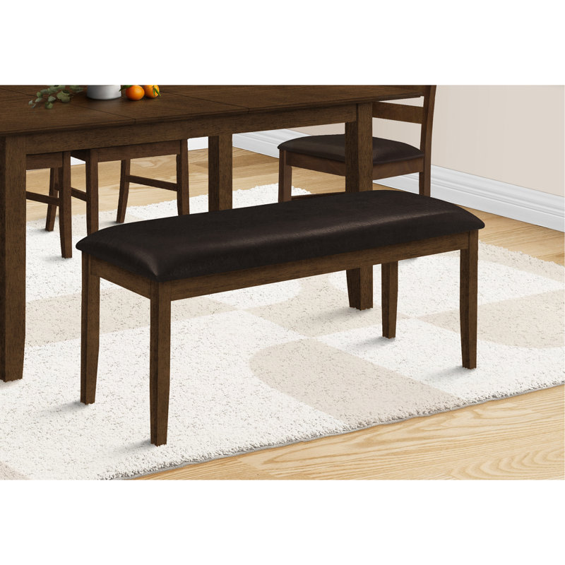 Banc, rectangulaire 48 po, salle à manger, vestibule, couloir, cuisine, rembourré, bois, bois massif brun, aspect cuir brun, transitionnel