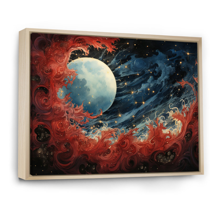 «Red Blue Blue Universal Wonders» sur impression sur toile, H 24 po x l 32 po x P 1 po, Cadre naturel flottant