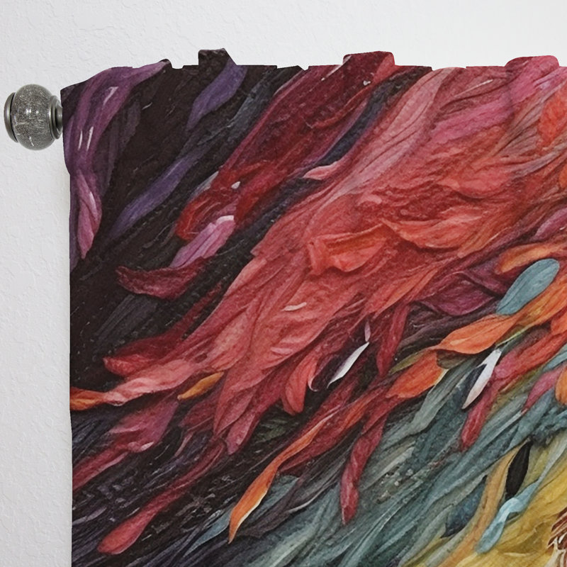 Abstract Wabes In Retro Red And Orange - Abstract Velvet Curtain - 1 Panel, 52" W x 108" L