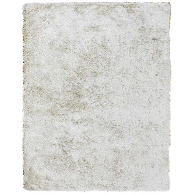 Sanford Hand Tufted Shag Polyester Eco-Friendly Area Rugs - Rectangle, White Color, Plain Solid Design, High Pile Thick Handmade Anti Skid Area Rugs for Living Room, Bed Room