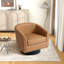 Petit fauteuil pivotant rembourré en similicuir et capitonné avec garniture cloutée-418076292