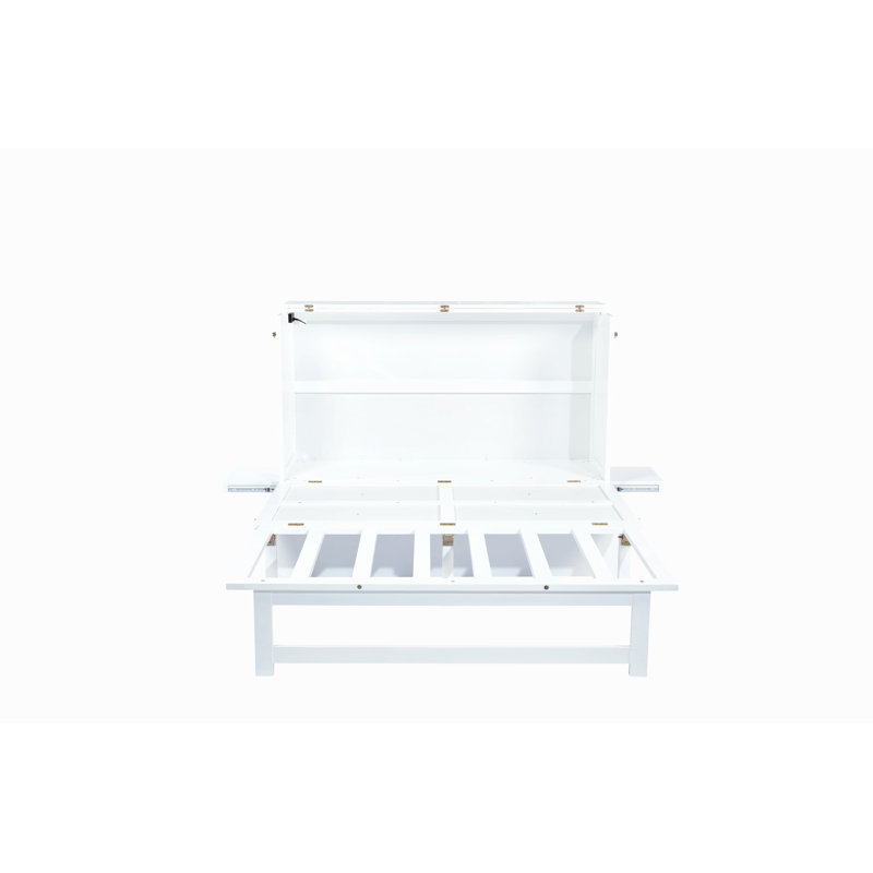Lit escamotable avec port USB et tablettes amovibles de chaque côté, lit escamotable en pin massif pour bureau personnel, chambre d'amis