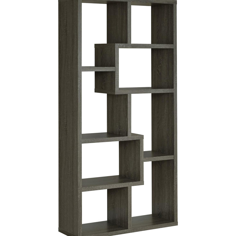 Bibliothèque grise patinée avec 8 tablettes - polyvalente pour 8 tablettes, Gris