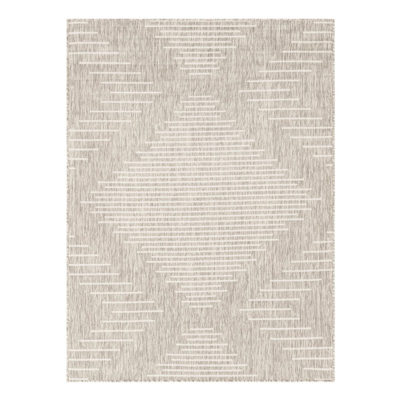 Tapis intérieur / extérieur gris Ava-Mary, Rectangle 5 pi 3 po x 7 pi 1 po