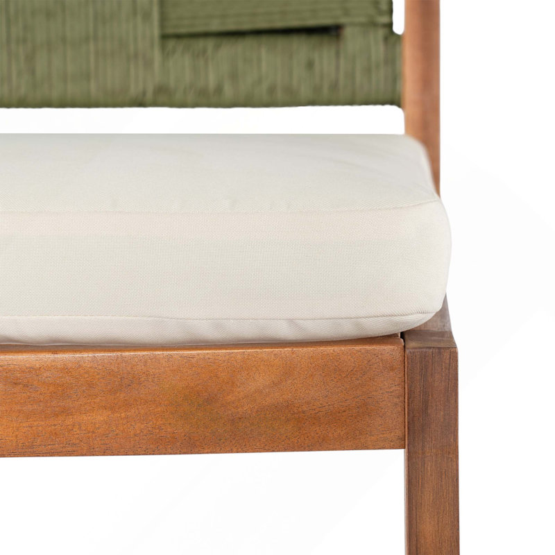 (Ensemble de 4) Tabourets de bar à hauteur de comptoir en bois d'acacia avec coussin et dossier en osier pour patio, bord de piscine et îlot de cuisine