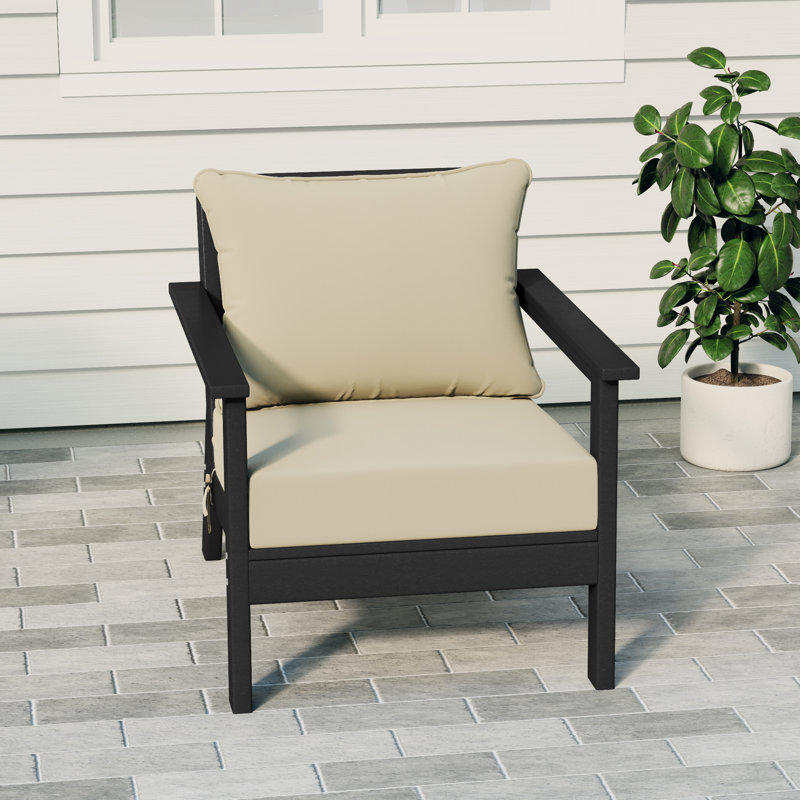 Chaise avec coussins Hydea, Noir, Beige