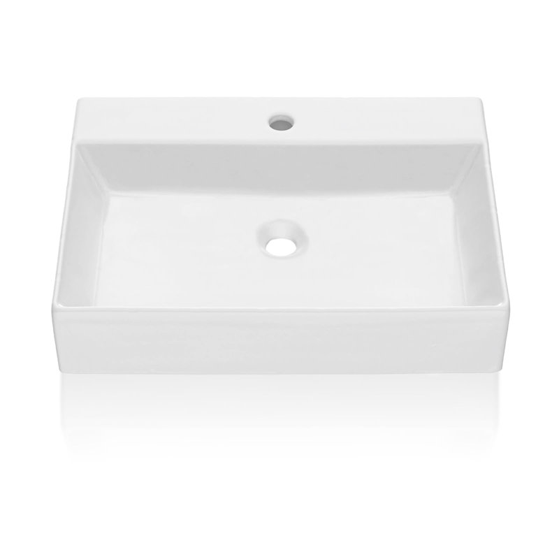 Meuble-lavabo vasque rectangulaire en céramique blanche