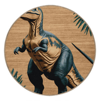 Tapis brun dinosaures lavable à la machine