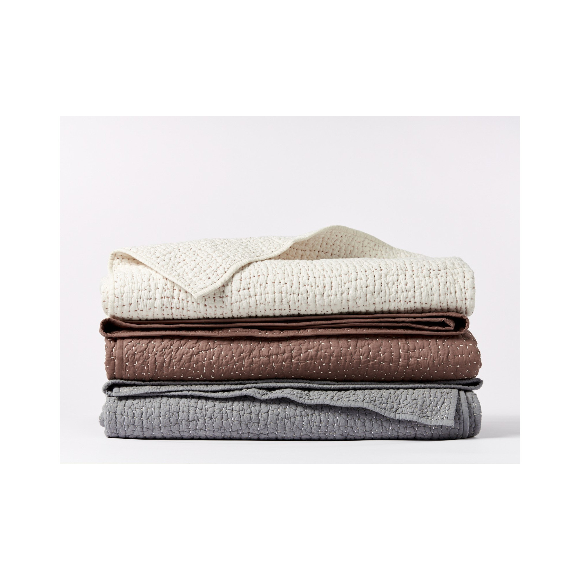 Pebbled Organic Percale Quilt, Undyed, Full/Queen Quilt