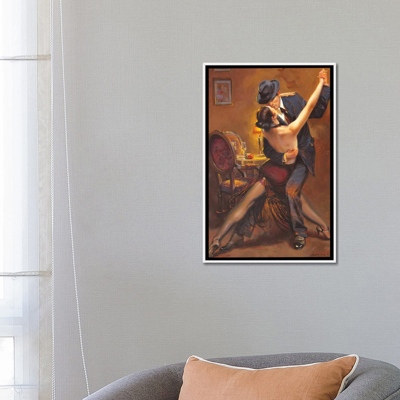 Tango par Maher Morcos - reproduction d'art, Pas de tapis, Toile blanche encadrée, H 26 po x l 18 po x 1,5 po