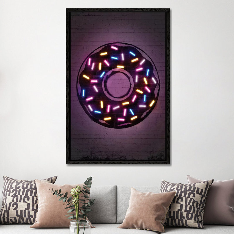 Donut by Octavian Mielu - Print on Canvas, 66.04 cm H x 45.72 cm W, Black Framed