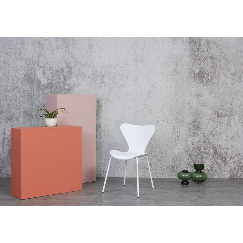 4 Careaga Stackable Plastic Dining Chairs, White