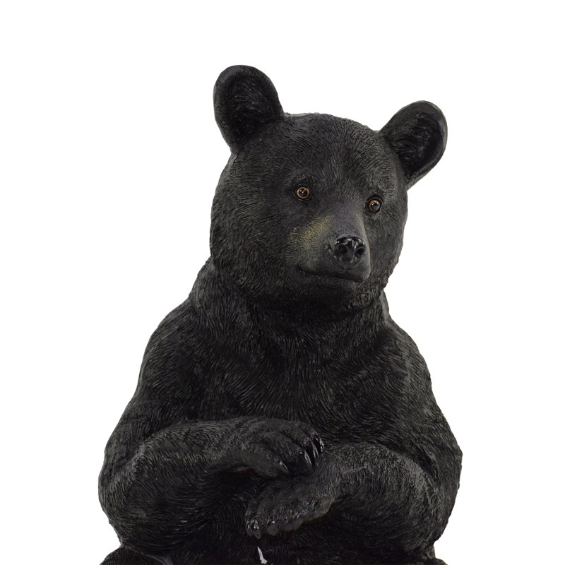 Rustic Black Bear Poly-Resin 12" Sitting Statue