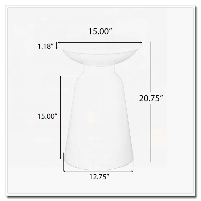 Table de bout d'extérieur en métal, Blanc