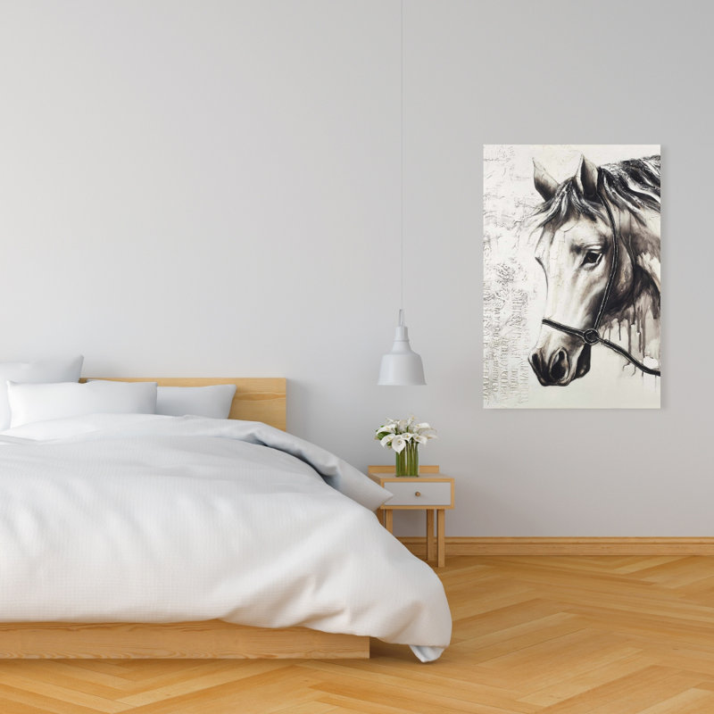 Alpha le cheval blanc - Art sur toile pour la décoration intérieure, H 36 po x l 24 po