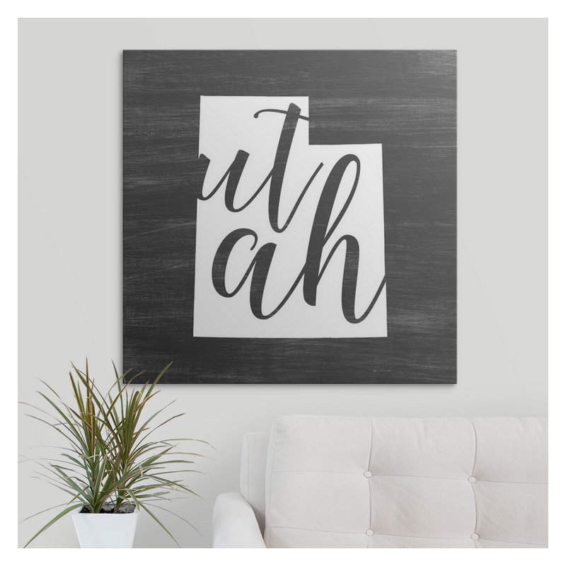 Home State Typographie Utah - impression d'art textuel, H 35 po x l 35 po x P 1,5 po, Toile