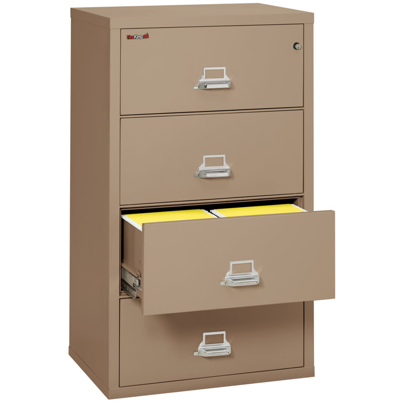 Fireproof 4 - Drawer File Cabinet, Taupe, Key Lock