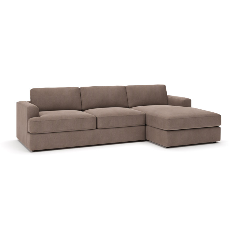 Cayden Sectional with Chaise, Bella Cocoa Performance Velvet, Right Hand Facing