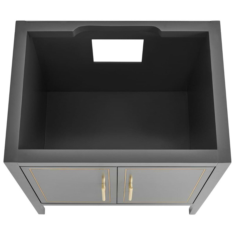 Province 30" Freestanding Standard Single Bathroom Vanity with Top, Black, Gold