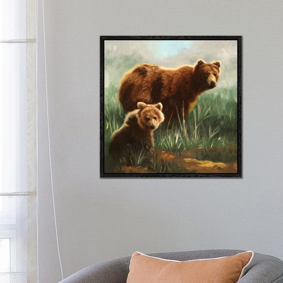 Brown Bears In Grassy Field von D. "Rusty" Rust - Gallery-Wrapped Canvas Giclée