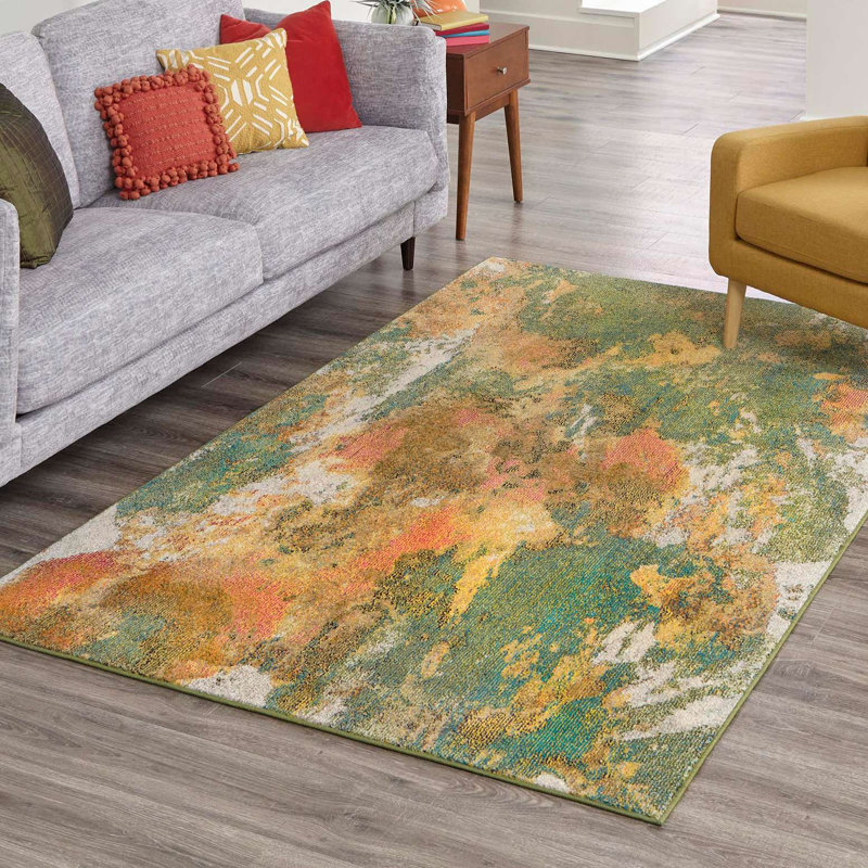 Ansela Washable Abstract Indoor Rug, Rectangle 5'3" x 8'