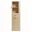 Grande armoire de rangement moderne de 68 pouces avec compartiment inclinable et tablettes réglables, finition bois naturel