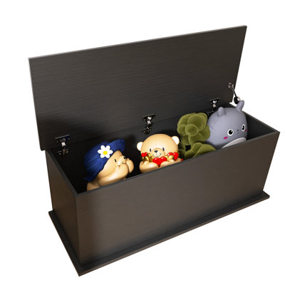 Large Capacity Entryway Trunk, Lift Top Wood Box In Black, Stores Off Clothing Black Chest For Entryway, Accommodates Various Storage Needs