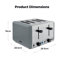 Tower Sera 4 Slice Toaster with 6 Browning and Defrost/Reheat/Cancel Functions, 1800W-94103939