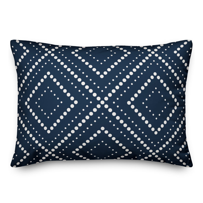  Dotted Diamond Lumbar Pillow, Blue/White