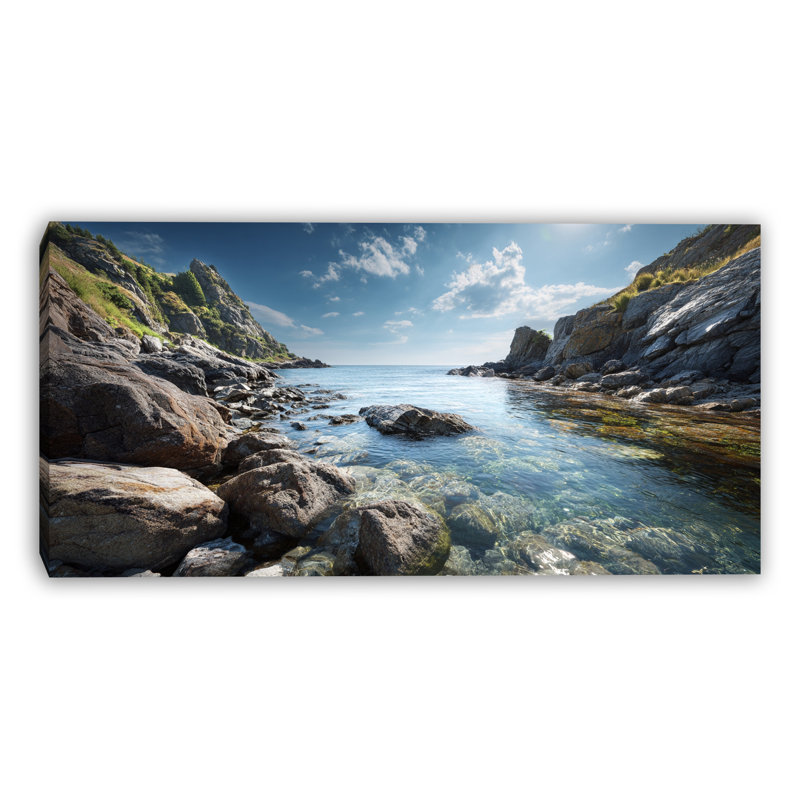 Art mural sur toile Sunlit Rocky Bay, H 20 po x l 40 po x P 1,5 po